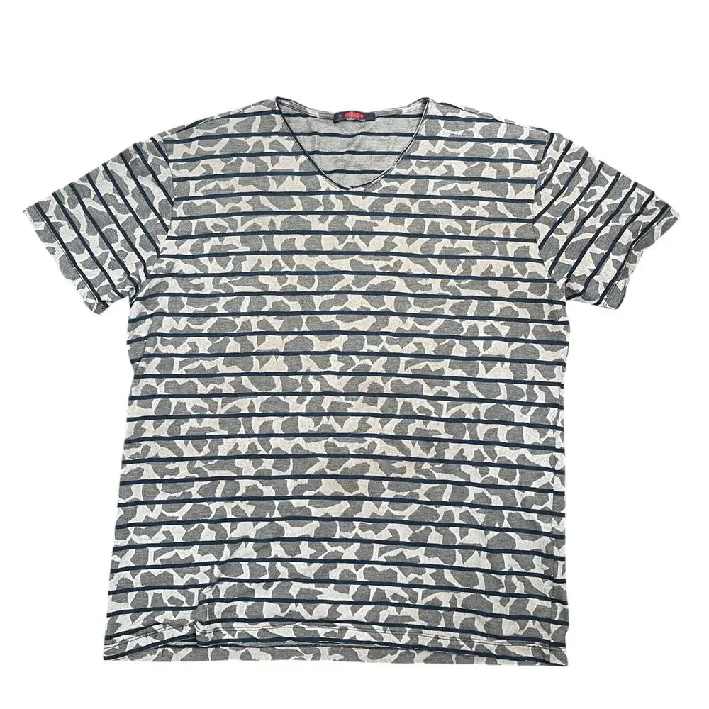 Mondo Gray Blue Stripe Luxury Cotton Tee Sz 4XL Lightweight Stretch Cotton Bloke - Picture 3 of 9